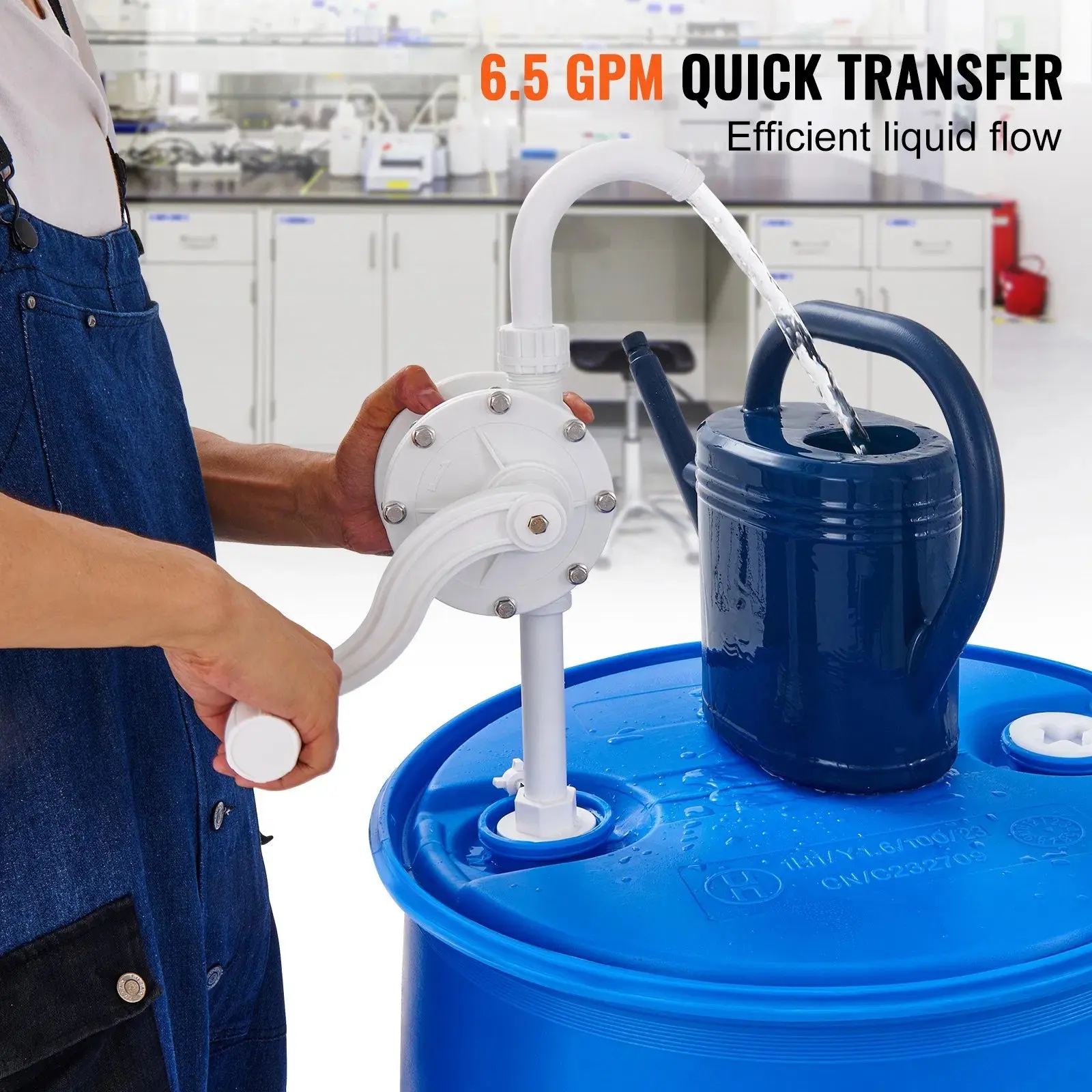 Rotary Drum Pump 6.5 GPM – Hand Crank Barrel Pump for 5–55 Gallon Drums