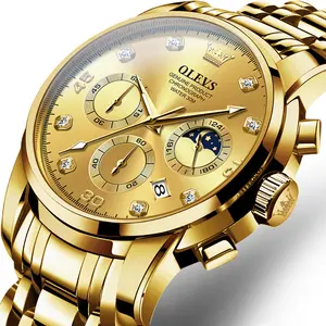 OLEVS Men's Casual Stainless Steel Watch, Large Face Easy-to-Read Analog Quartz Watch with Day and Date