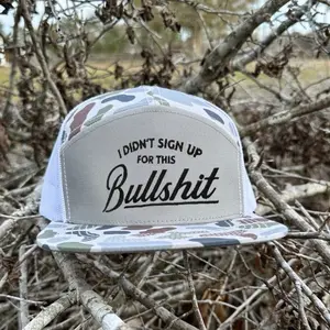 [6 Styles] I Didn’t Sign Up For This Bullshit Embroidered 7 Panel Hat – Funny Sarcastic Quote Cap, Bold Humor Streetwear Hat, Adjustable Snapback, Casual Statement Hat Gift for Him