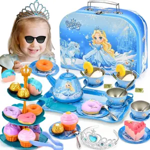 SQ-MTS015 43-Piece Princess Tea Set Playset for Kids – Pretend Play Kitchen Toy with Teapot, Desserts & Carrying Case | Toddler Tea Party Toys, Imaginative Role Play, Birthday Gift for Girls Ages 3-8