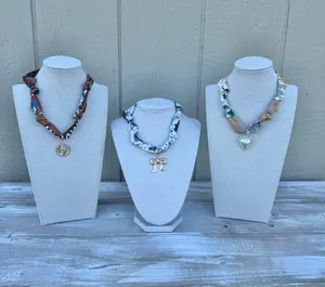 Printed Scarf Interchangeable Charm Necklace