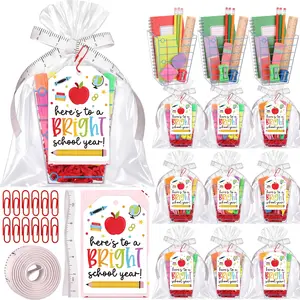 6/12/24 Pcs Back to School Gift Teacher Appreciation Gift Container with Thank You Pencil Notebook Composition Book Crayon pattern Candy Popcorn Holders Elegant Gift Box Mini Gift Basket for Teacher Students,Class rewards Classroom Gift Exchange