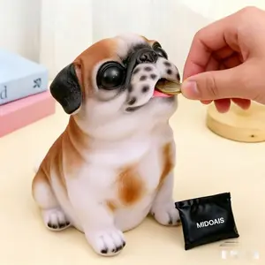 Multi-functional decorative piggy bank. Pet-shaped transfer safe, pug figurine, dog figurine, coin jar, piggy bank Ornaments Ornaments