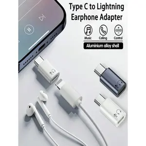 Type C to Lightning Audio Adapter, USB C Male to Lightning Female Headphone Converter, Rechargeable Secondary Battery, Ca Prop 65 Compliant, Music, Calling, Control
