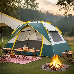 Green-White Large-Capacity Camping Tent for Outdoor Play, 1-Touch Instant Setup, Ideal for Family Trips & Group Camping Gatherings