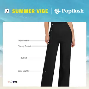 Popilush Shapewear Freedom Tummy Control Flare-Leg Ponte Pants Chic Nylon