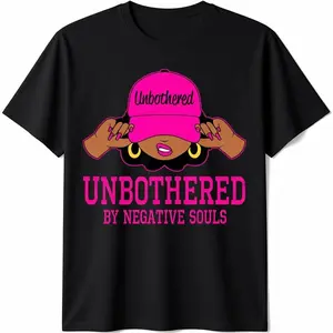 100% Cotton Unbothered Sassy Black Woman African American Afro Queen T-Shirt Top Vintage 818