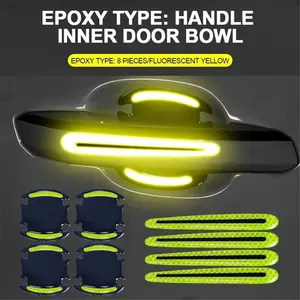 8-Piece Car Door Handle Reflective Stickers, Universal Safety Warning Anti-Scratch, Exterior Door Handle Protection, Easy Installation, Car Accessories