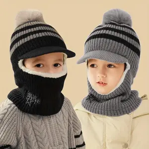 New Style Kids Winter Hat, Warm Beanie Hat, Thickened Fleece Ear Protection Beanie, Unisex Knit Balaclava for Boys & Girls, Suitable for Ages 4-8