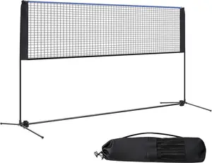 Portable Badminton Net Set Adjustable Height 2.8 To 5.1 Feet For Pickleball Tennis Volleyball 10 14 Or 17 Feet Wide With Carry Bag Family Outdoor Game Set For Picnic Or Camping