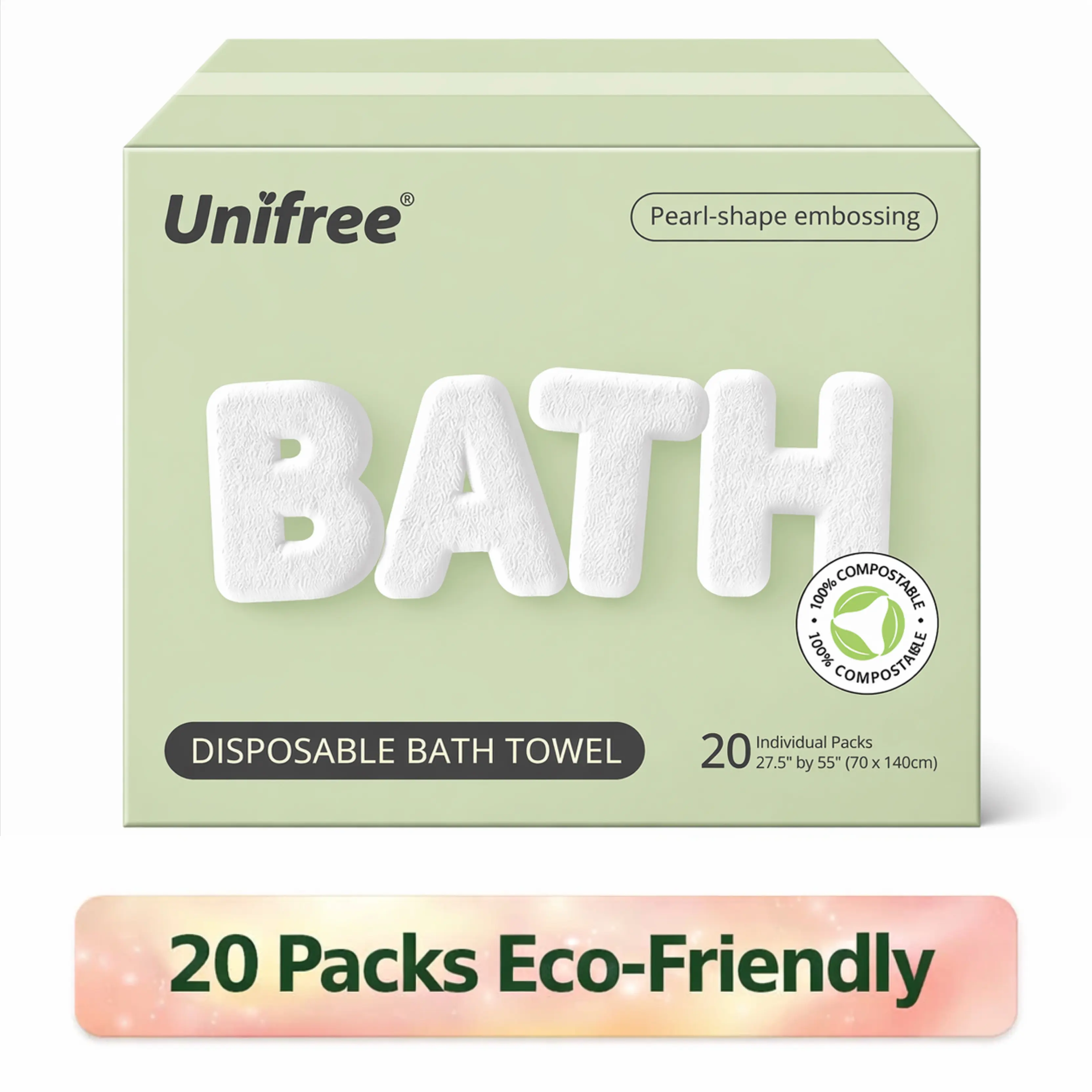 Unifree XL Disposable soft absorbent Bath Towels, 27.5" x 55", Thick & Superabsorbent, Individually Packed, 5 Ct, Ideal for Camping, Gym, Travel, Barber, Multi-Purpose Wipes business trip White