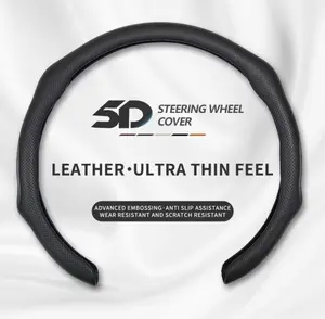 Napa Nappa Leather 5D Steering Wheel Cover 15 Inch Ultra- Thin Anti-Slip Sweat-Resistant Enhances Control Sfety Universal Fit for All Models Easy Install Secure Grip & Non-Slip Grip