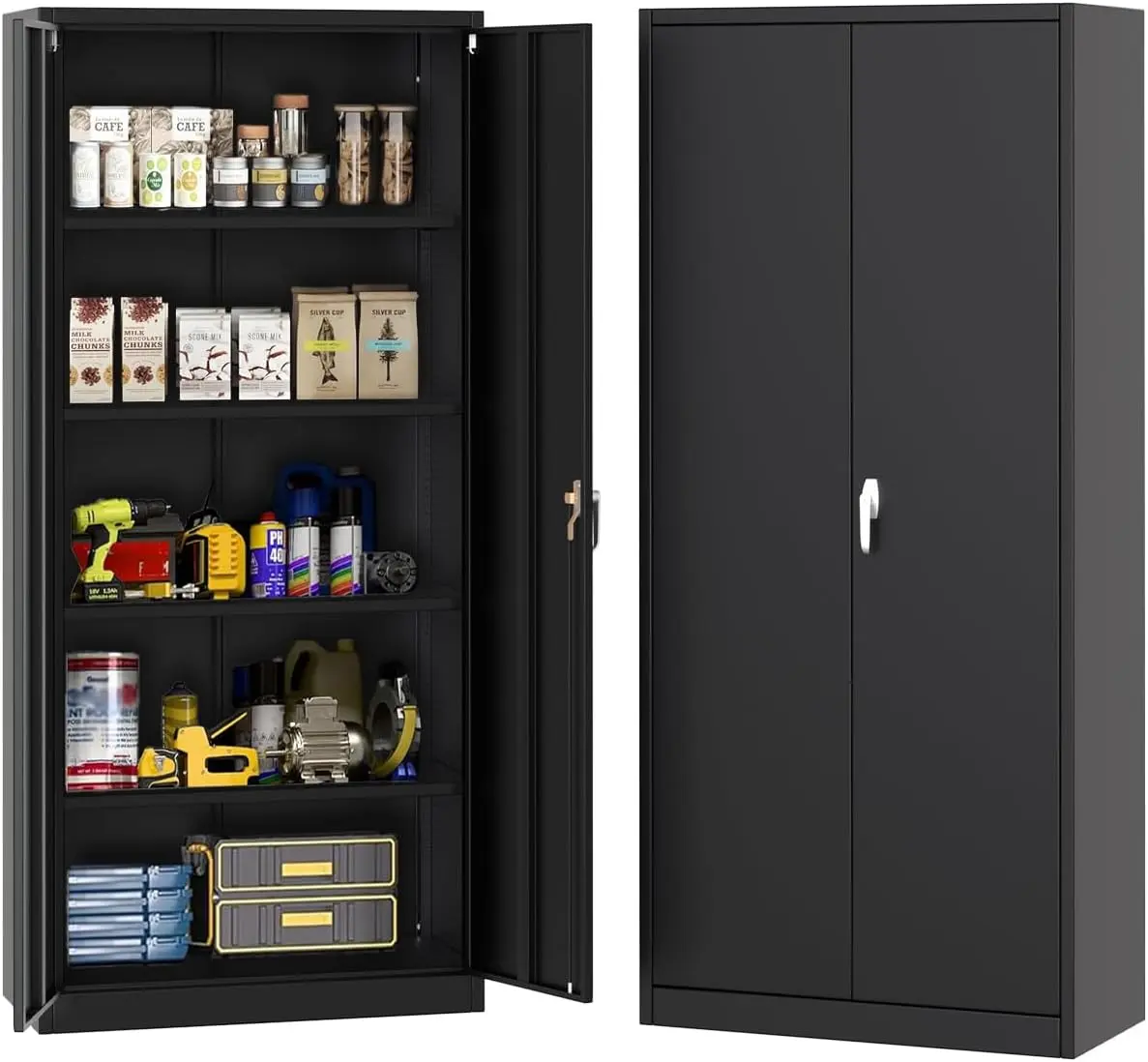 Garvee Heavy-Duty Steel Storage Cabinet – Adjustable Shelves, Lockable Doors & 120lb/Shelf Capacity for Garage/Home/Office