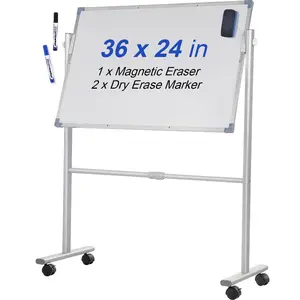 VEVOR Rolling Whiteboard, 48x32 inch Double - Sided Magnetic Mobile Whiteboard, 360 Reversible Adjustable Height Dry Erase Board with Wheels Movable Tray for Office SchoolVEVOR Super Brand Day