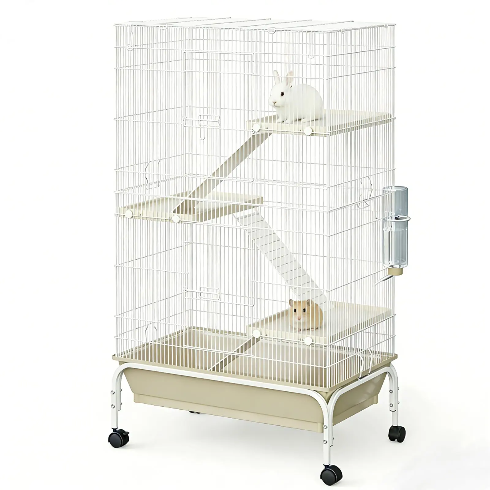 Ferret Cage, 47" h Large Ferret Nation Cage with 3 Removable Ramps, Food Bowl, Water Bottle, Metal Small Animal Cages on Wheels for Chinchillas, Guinea Pigs, Rabbit, Sugar Glider hand weight backyard decor structure crank compatible