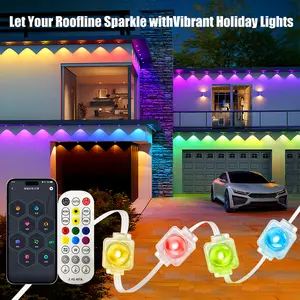 150FT Permanent Outdoor Lights RGB Eaves Lights With 72 Scene Modes for Party Daily Halloween Christmas Roof Garden Patios LED Lights