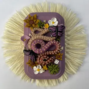 Mauve flutters polymer clay wall art