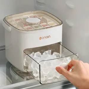 48 Cube Ice Maker with Easy Press Lid - Double-deck portable design includes silicone trays, durable plastic construction for DIY frozen food and beverages, ideal for summer beverages, Countertop Ice Maker, Beverage Cooling, durable plastic construction