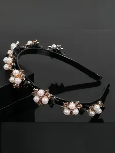 Pearl Flower Braided Hair Clip, Sparkly Floral Pearl Hair Clip, Non-Slip Partition Clip, Suitable for Half-Up Hairstyles and Bangs