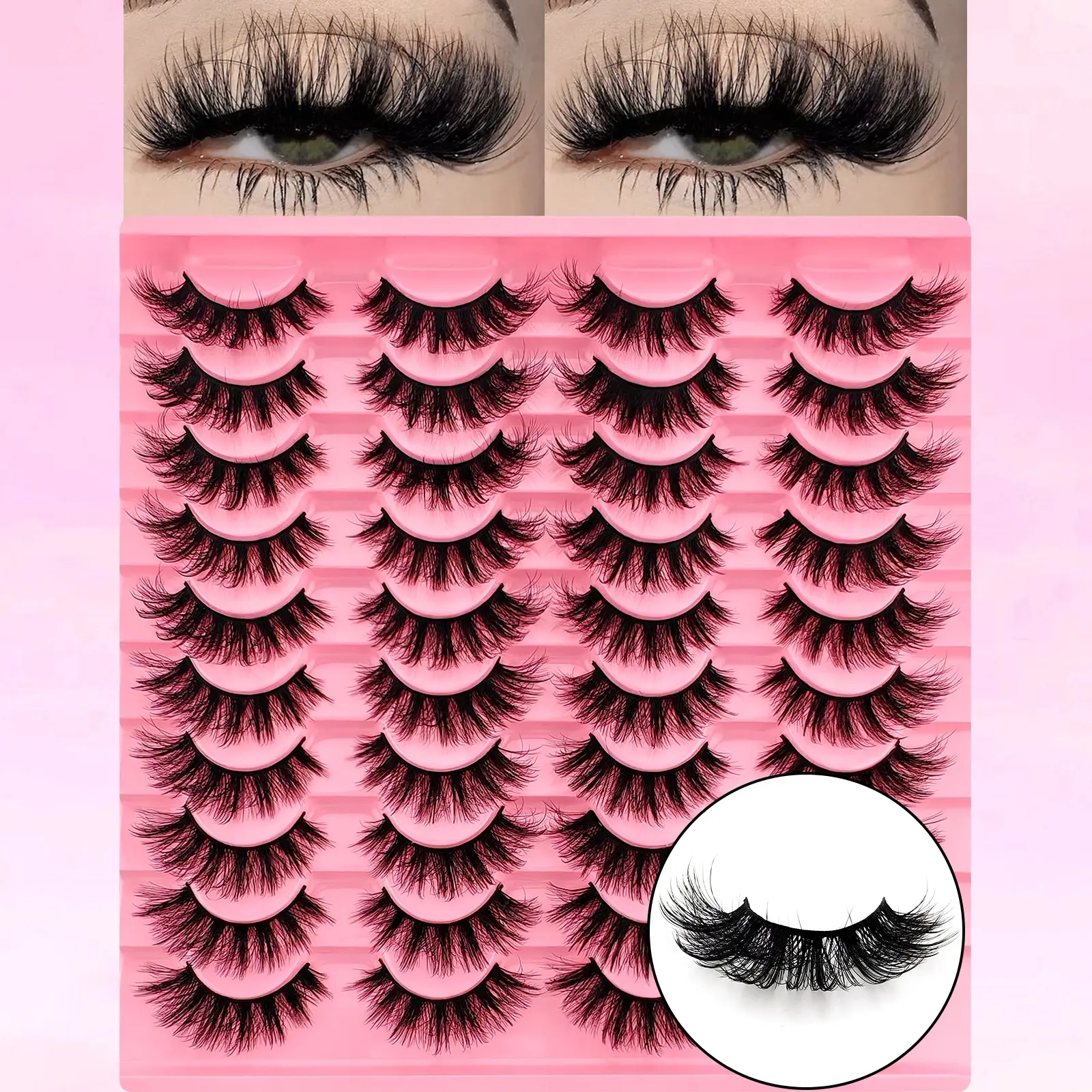 20 Pairs 3D Cat Eye Diy False Eyelashes Set, Fake Eyelashes, Faux Lashes, Dense Curly Fluffy Comfortable, Chemical Fiber Patch, Perfect for Daily Wear, Eyelash Extensions