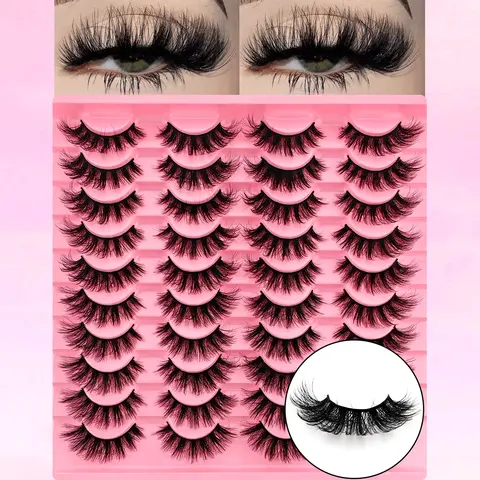 20 Pairs 3D Cat Eye Diy False Eyelashes Set, Fake Eyelashes, Faux Lashes, Dense Curly Fluffy Comfortable, Chemical Fiber Patch, Perfect for Daily Wear, Eyelash Extensions