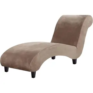 Chaise Lounge Cover Indoor  Chaise Slipcover High Stretch Lounge Chair Cover Luxury Armless Chaise Cover for Living Room, Machine Washable, Taupe