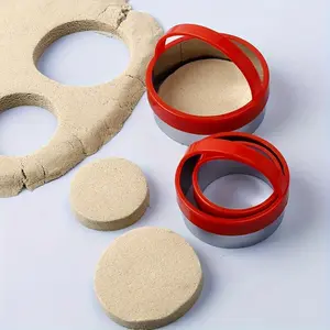 3pcs, circular cookie cutters with handles, candy molds, cookie molds, chocolate cutters, cake decoration molds, baking tools, kitchen gadgets, kitchen accessories, household kitchen supplies
