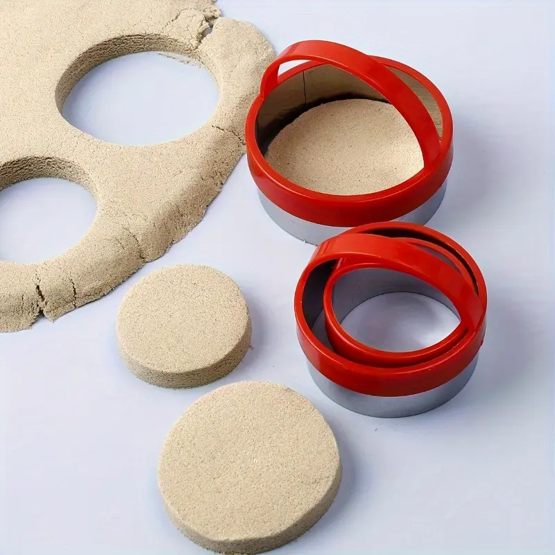 3pcs, circular cookie cutters with handles, candy molds, cookie molds, chocolate cutters, cake decoration molds, baking tools, kitchen gadgets, kitchen accessories, household kitchen supplies