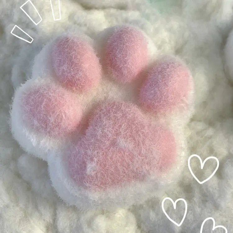 2-Pack White Plush Cat Paws