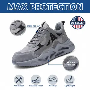 Women's Slip-Resistant Steel Toe Safety Boots Puncture Proof Breathable Lightweight Work Shoes All-Day Comfort Industrial Construction Protective Footwear for Lady Working Warehouse Factory