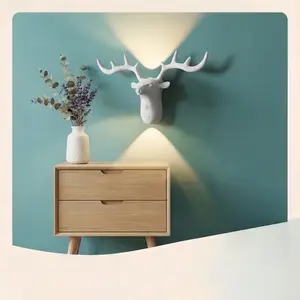 Antler wall lamp, with unique design, featuring white light / warm color light, two lighting modes - always on / sensor activated, no wiring or drilling required, decorative and ambient lighting fixture, Wireless Wall Sconces