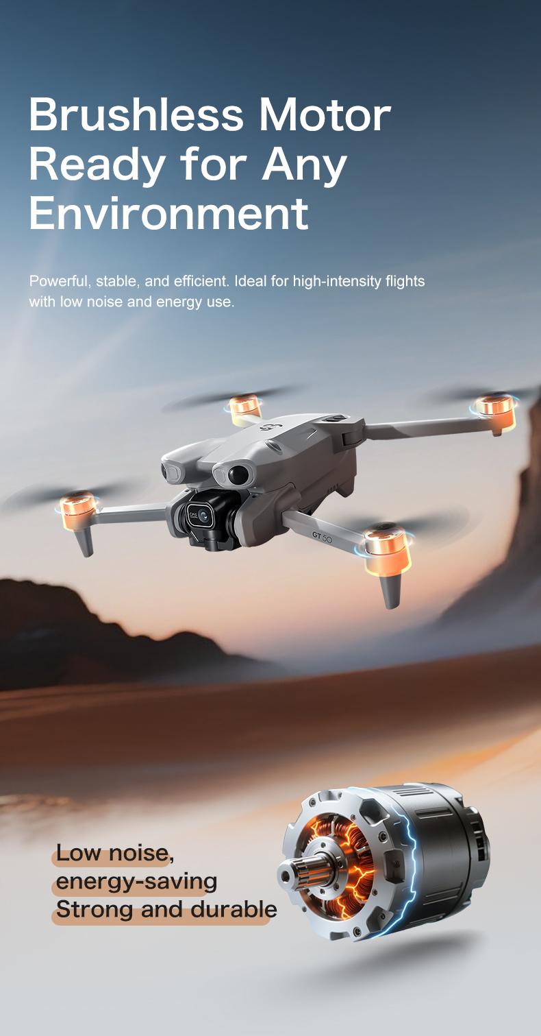GT50 PRO Large Screen RC Drone with Brushless Motor, Foldable Design, 360° Flip, Multi-Directional Sensing, Smooth Flight Control, 3 Batteries Included, Camera Drone for Outdoor Fun, Beginners and Gift Choice
