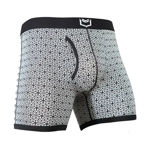 SHEATH 4.0 Men's Dual Pouch Boxer Briefs 5in - Modal Soft Breathable Underwear, Patent-Pending Flower of Life & Paisley Print Daily Comfort Natural