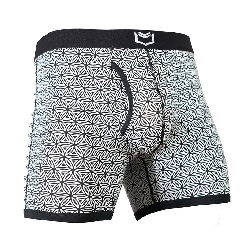 SHEATH 4.0 Men's Dual Pouch Boxer Briefs 5in - Modal Soft Breathable Underwear, Patent-Pending Flower of Life & Paisley Print Daily Comfort Natural