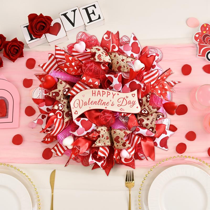 1 piece of 35cm or 45cm Valentine's Day/Spring Wreath, suitable for front door decoration - Plastic door ornament with branches and leaves, wall-mounted decoration, suitable for all seasons, Valentine's Day or housewarming gift.