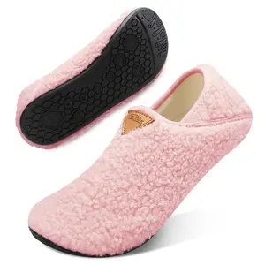 Womens House Slippers for Women Men Indoor Closed Lightweight Cozy Faux Furry Lining Barefoot House Shoes Slipper Socks for Bedroom Home Office Yoga Outdoor Walking Shoes Casual Cartoon with EVA Sole
