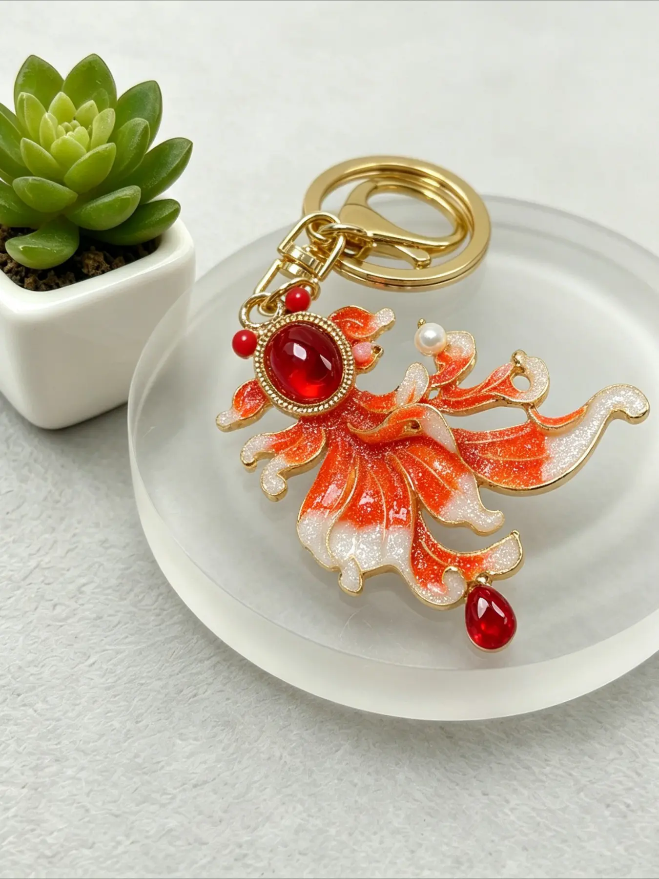 1PC Koi Fish Keychain Goldfish Key Ring Pendant Lucky Carp Bag Charms for Good Luck Fish Lovers Stylish Keychain Fashionable Alloy Keychain