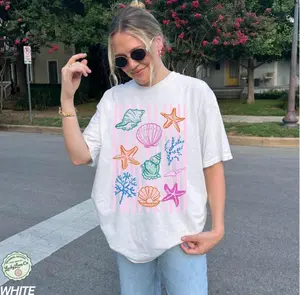 [Sale off up to 50%] Seashell Shirt, Beach Shirt, Summer Graphic Tee, Ocean Lover, Sea Shell Tee, Summer Vacation Tshirt, Womens Beach, Graphic Streetwear T-shirt