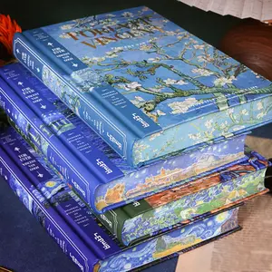 Van Gogh A5 Blank Pages Hardcover Notebook, Drawing Sketchbook, Vintage Artistic Journal with Painted Edges, Thick Cover, Unlined Interior for Writing, Drawing, Gifting, School and Office Supplies