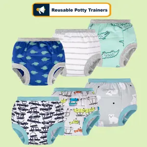6-Pack Unisex Toddler Training Underwear – 100% Cotton Reusable Pull-On Pants with Playful Prints for Easy Potty Training