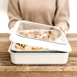 Durable Rectangular Plastic Food Storage Container, Flip-Top Lid, Reusable, Hand Wash Safe, Ideal for Bbqs, Picnics, Space Saving Plastic Kitchen Organization