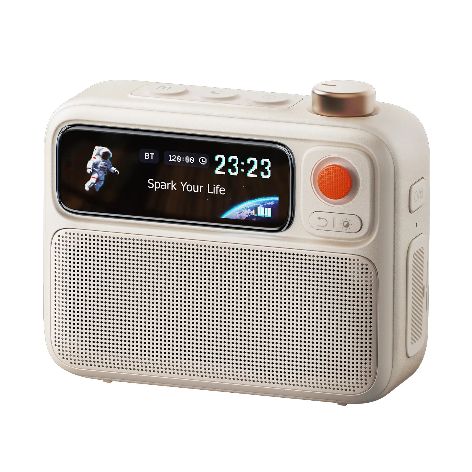 FlowToo Bluetooth Speaker with White Noise Sound Machine, Alarm Clock & Smart Display, 10W Portable Desk Speaker for Bedroom and Home Office Smartphone