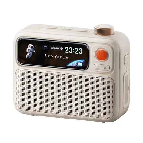 Divoom FlowToo Compact Bluetooth Speaker - 10W Audio, White Noise Machine, Alarm w/ Smart View, Smart Display, Battery Powered Desk Gadget, Useful Mini Gift, Smartphone-Compatible, Simple Bluetooth Pairing Setup, Desk Gadgets