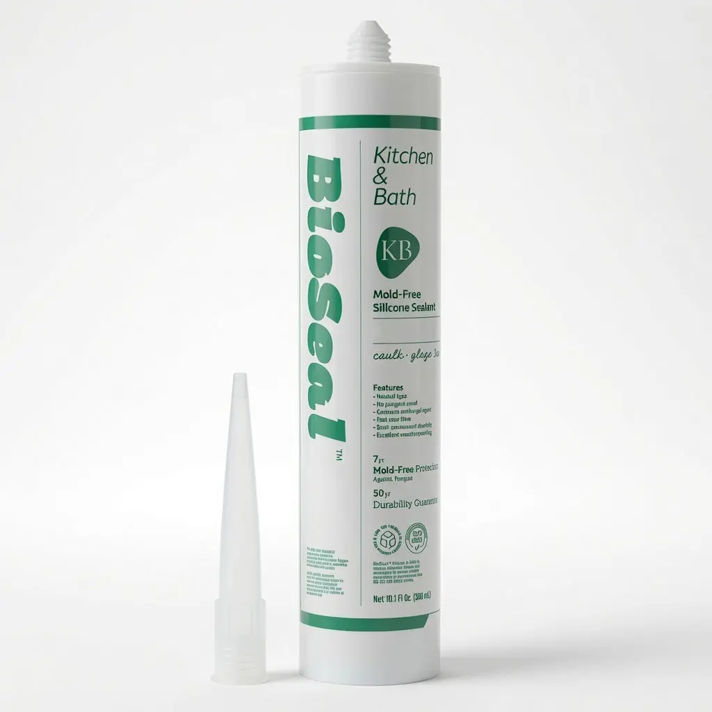 Kitchen & Bath BioSeal Silicone Caulk 10.1oz | Waterproof Bathroom & Kitchen Sealant | Mold Resistant | Clear, White & Translucent