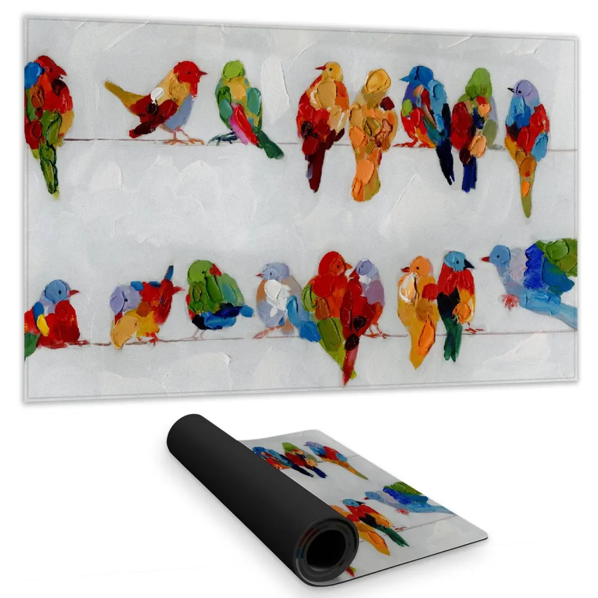 360 Stand 14x24 in. Water Repellent Animal Theme Decorative Rug Mat - Colorful Look, Rubber Back, Smooth Surface, Birds on Wire Design, Home Decor Hanging Accessory, Animal Printed Rug, Decor Animal Design Hanging