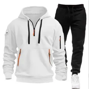 2025 Comfortable Leisure Sports Hoodie Set Men's Multi Pocket Zipper Hoodie Sports Set Solid ColorRAIMENTRY