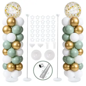 Balloon Column Stand Set of 2, Adjustable 7 Feet Ballon Arch Stands with Reusable Metal Telescopic Design for Birthday, Wedding, Baby Shower, Halloween, Graduation Party Decoration
