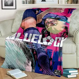 3D Football Anime Blue Lock Cartoon Blanket,Soft Throw Blanket for Home Bedroom Bed Sofa Picnic Travel Office Cover Blanket Kids