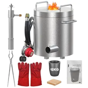 GAOMON 12KG Stainless Steel Propane Melting Furnace Kit with Crucible and Tongs Complete Home Foundry Set for Scrap Metal Recycling Gold, Silver, Copper, and Aluminum Smelting and Refining