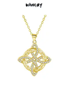WANGXY Witches Knot Necklace for Women 14K Gold Plated Celtic Knot Pendant Necklace